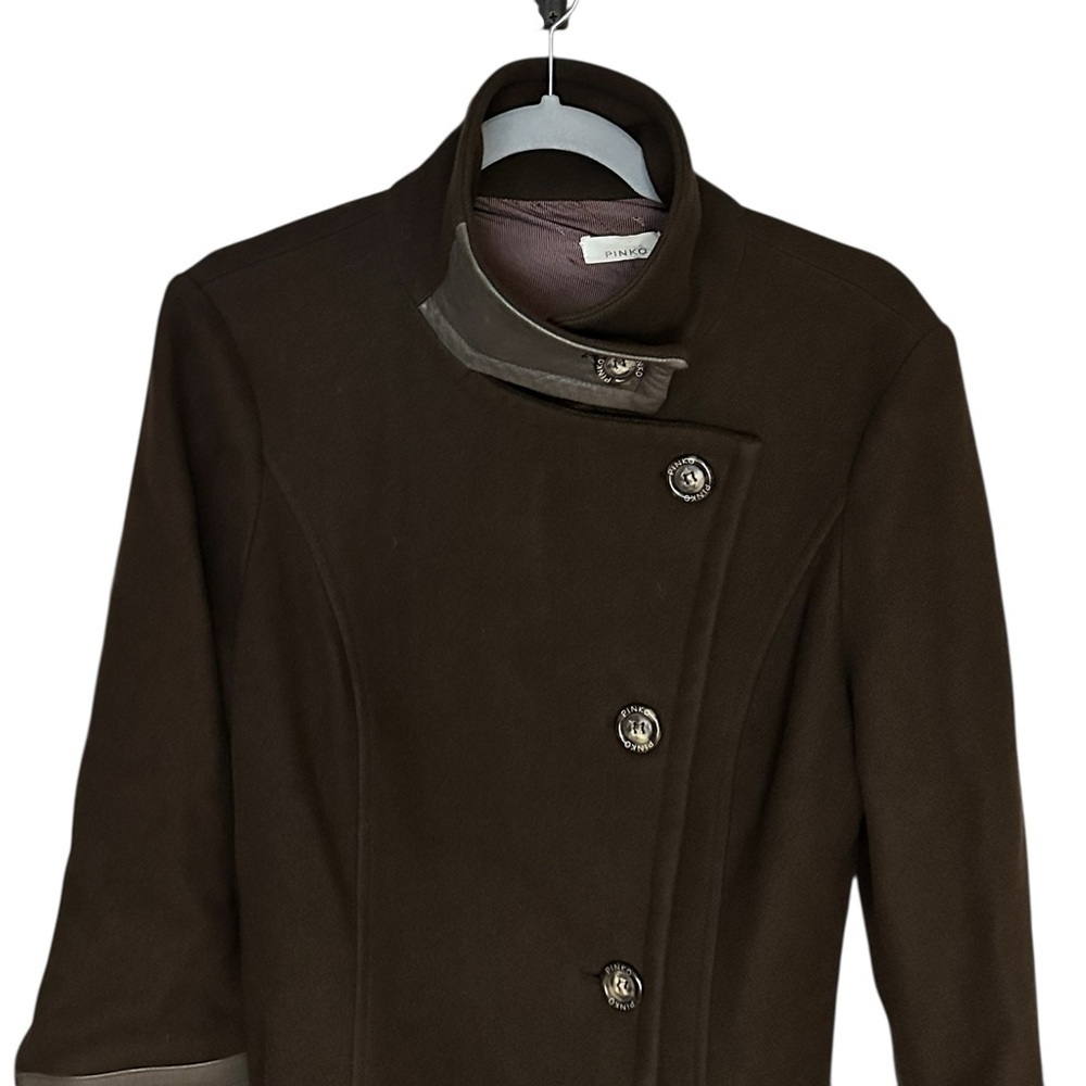 Pinko Dark Brown Trench Coat with Belt Size 8 - Picture 2 of 7